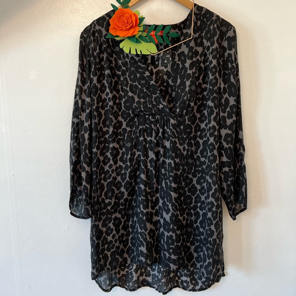 Joe Fresh Black/Gray Leopard Print Tunic Med - image 6